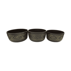 Tazón tibetano marrón con amarillo set de 3 pz