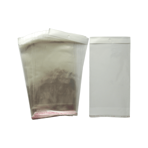 Bolsa de celofán con cenefa y adhesivo | 15cm x 30cm | 100pz