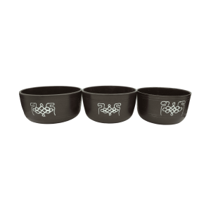 Tazón tibetano marrón, plata y amarillo set de 3 pz