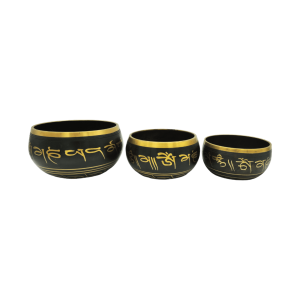 Tazón tibetano dorado con marrón set de 3 pz