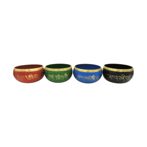 Tazón tibetano 11 cm color rojo, verde, azul y negro