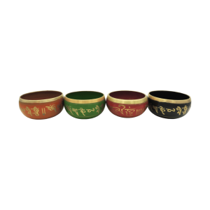 Tazón tibetano 9.5 cm color naranja, verde, rojo y negro