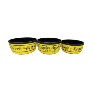 Tazón tibetano amarillo con marrón set de 3 pz