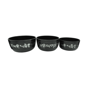 Tazón tibetano marrón con plata set de 3 pz