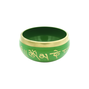 Tazón tibetano verde con dorado de 9.5 cm