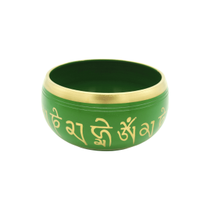 Tazón tibetano verde con dorado de 11 cm