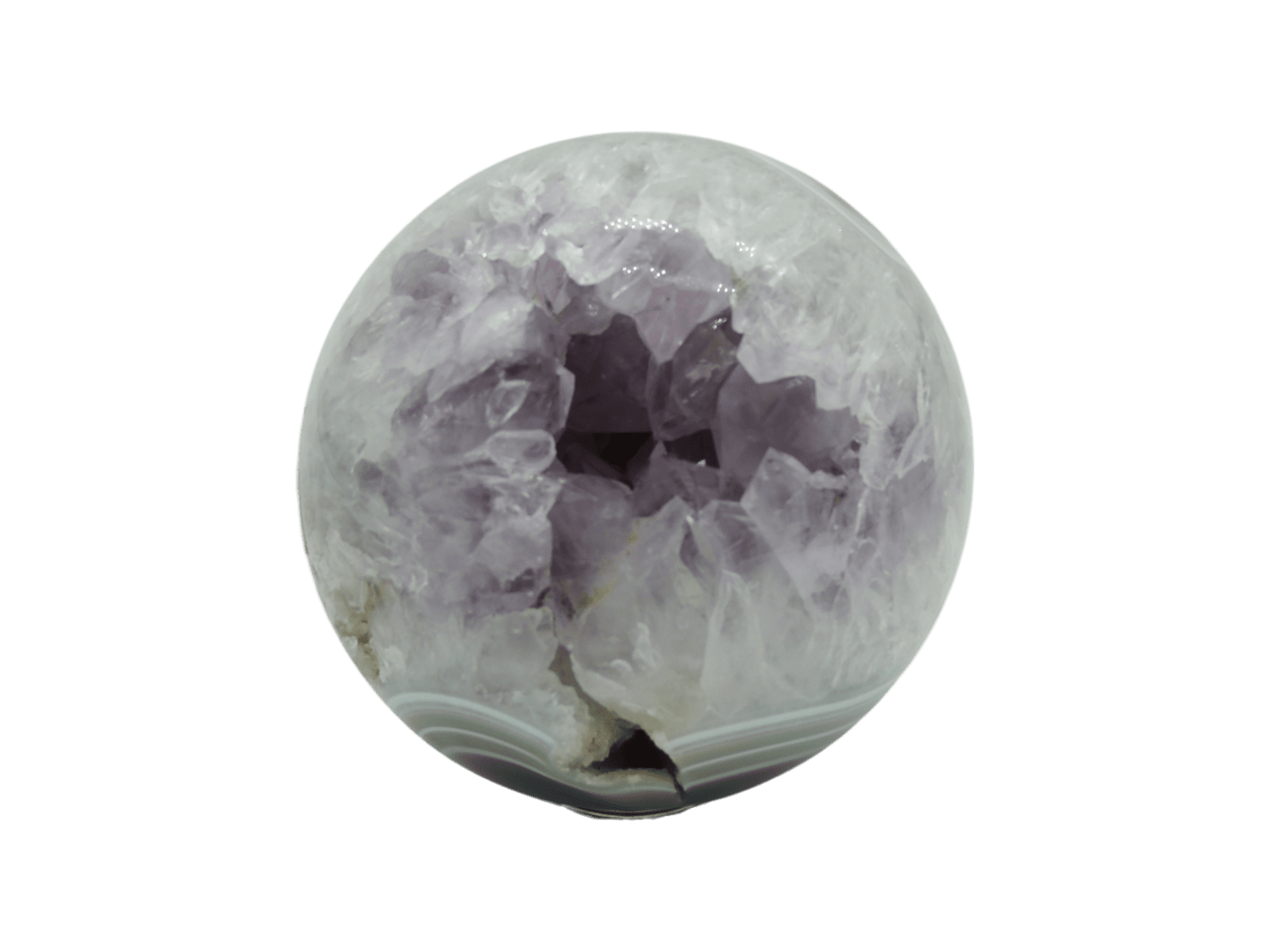Drusa de amatista pulida en forma de esfera