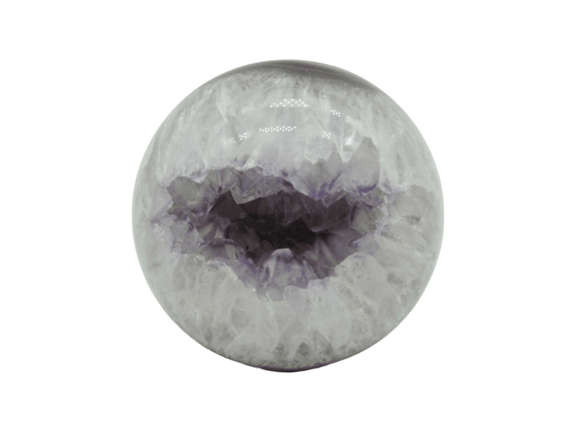 Drusa de amatista pulida en forma de esfera
