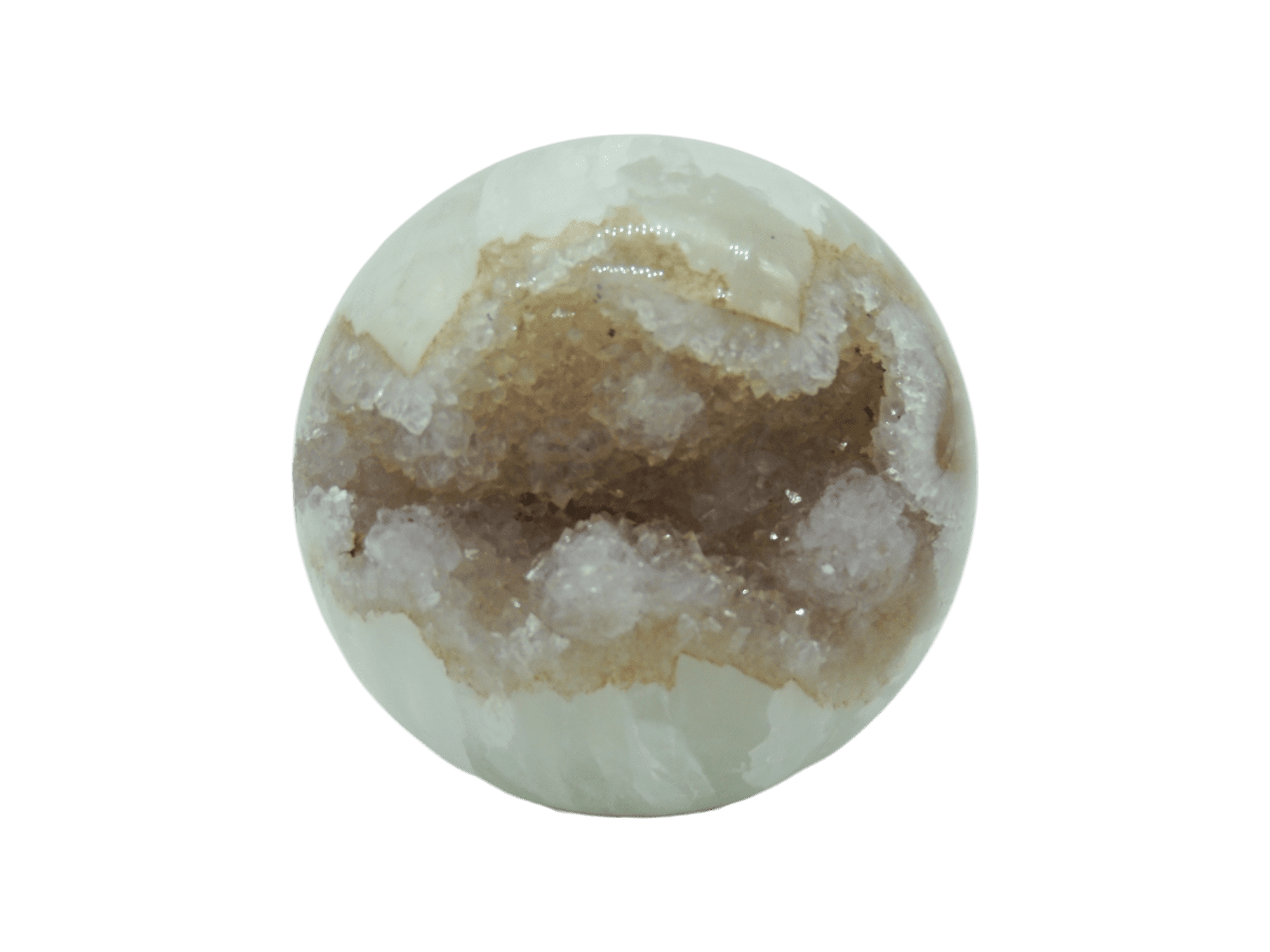 Drusa de amatista pulida en forma de esfera