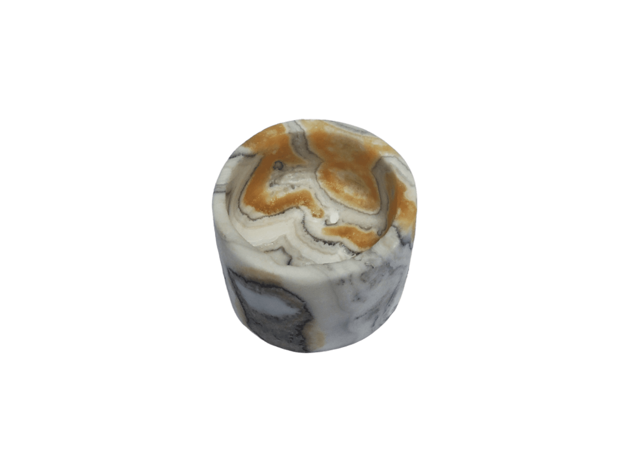 Pebetero cilíndrico de piedra calcita naranja - Imagen 2