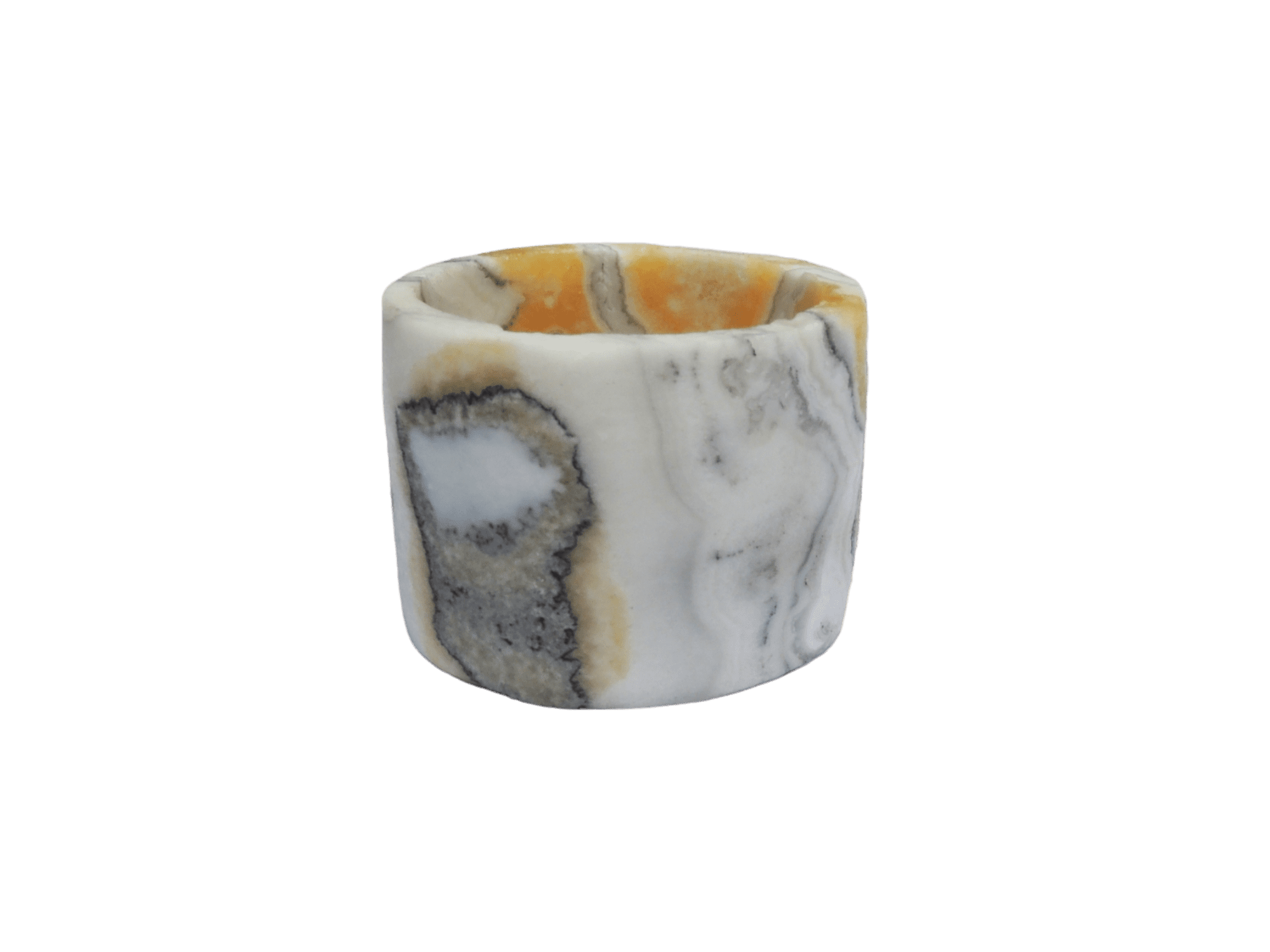 Pebetero cilíndrico de piedra calcita naranja