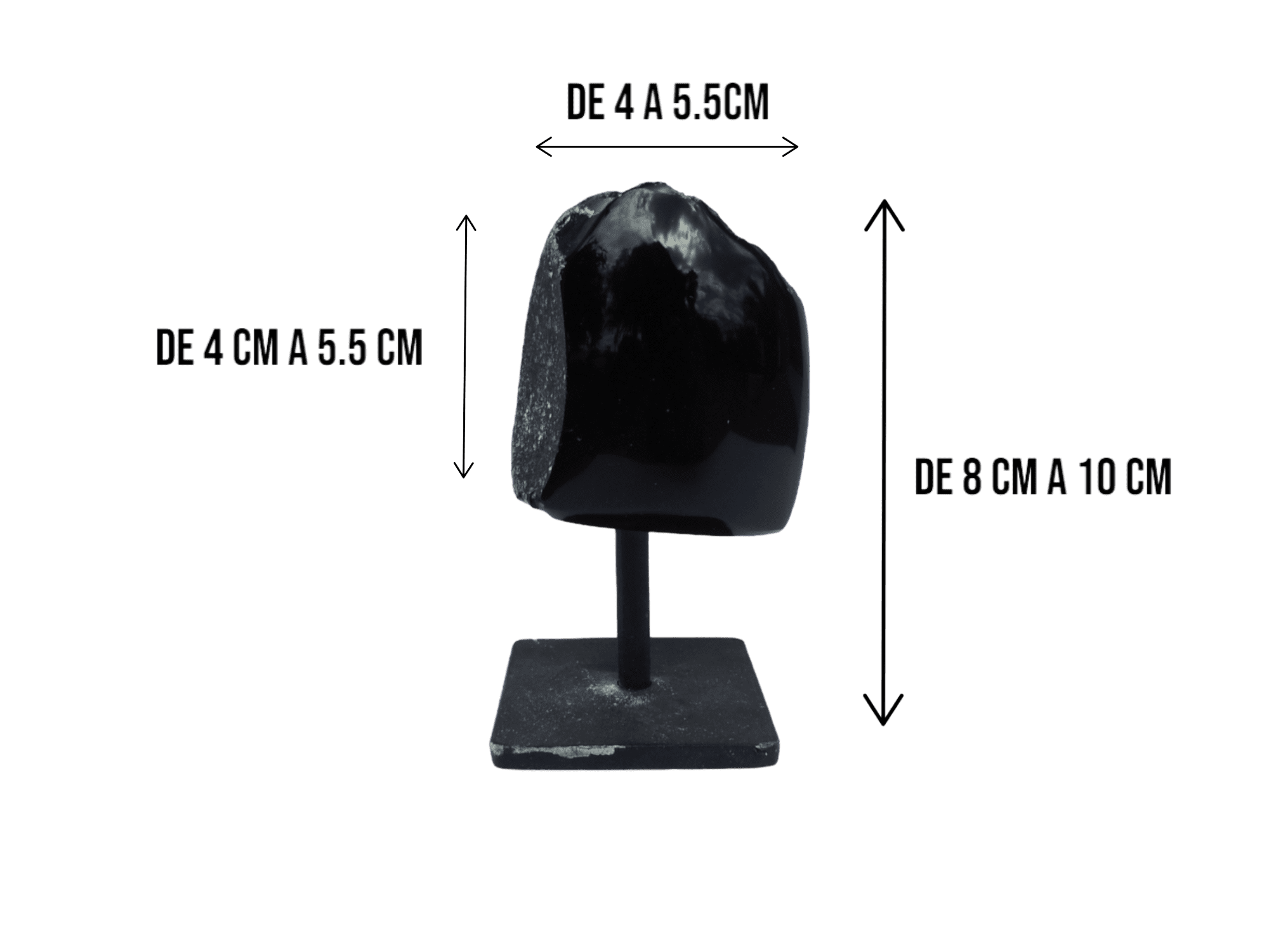 Obsidiana semi pulida con base de metal - Imagen 4