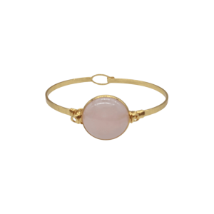 Brazalete de cuarzo rosa en forma redonda