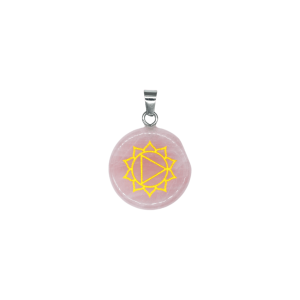Dije de chacra plexo solar de cuarzo rosa