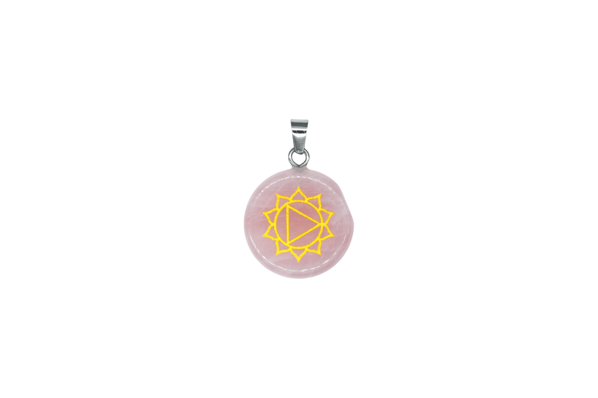 Dije de chacra plexo solar de cuarzo rosa