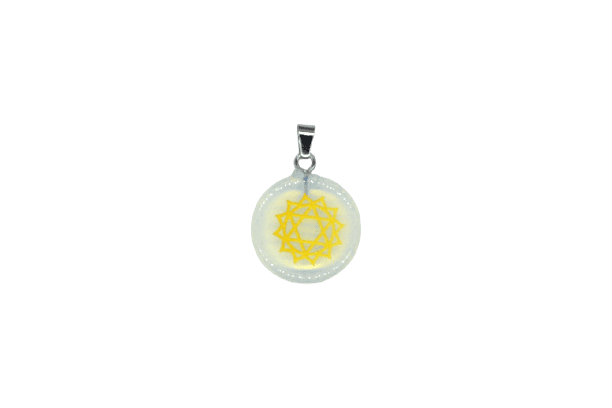 Dije de chacra corazón de piedra luna (opalita)