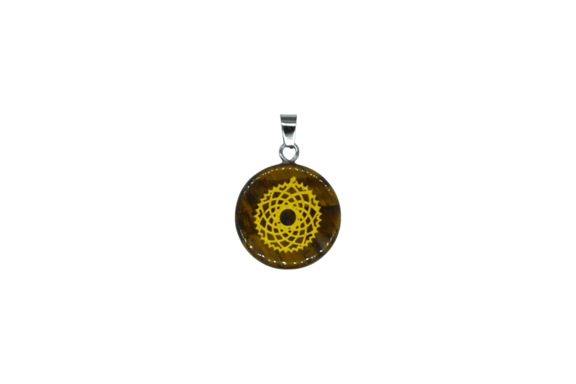 Dije de chacra corona de ojo de tigre