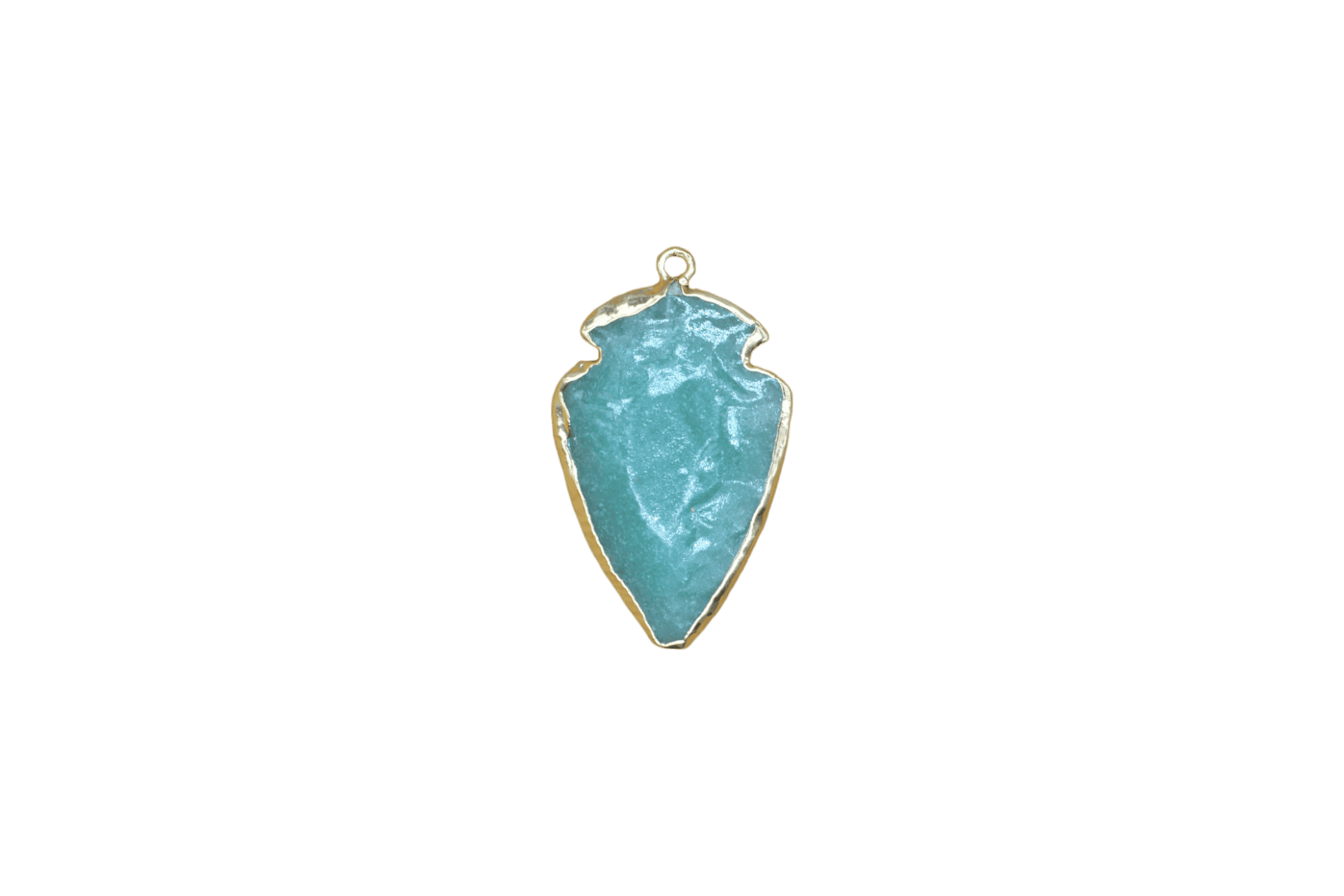 Dije de flecha de piedra jade verde con dorado