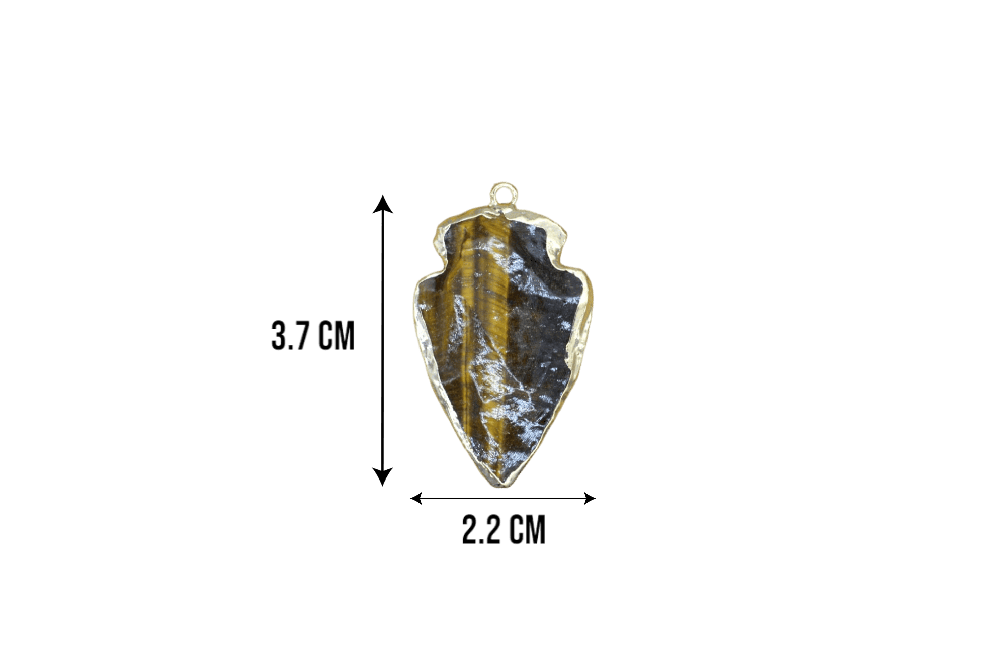 Dije de flecha de piedra ojo de tigre con dorado - Imagen 2