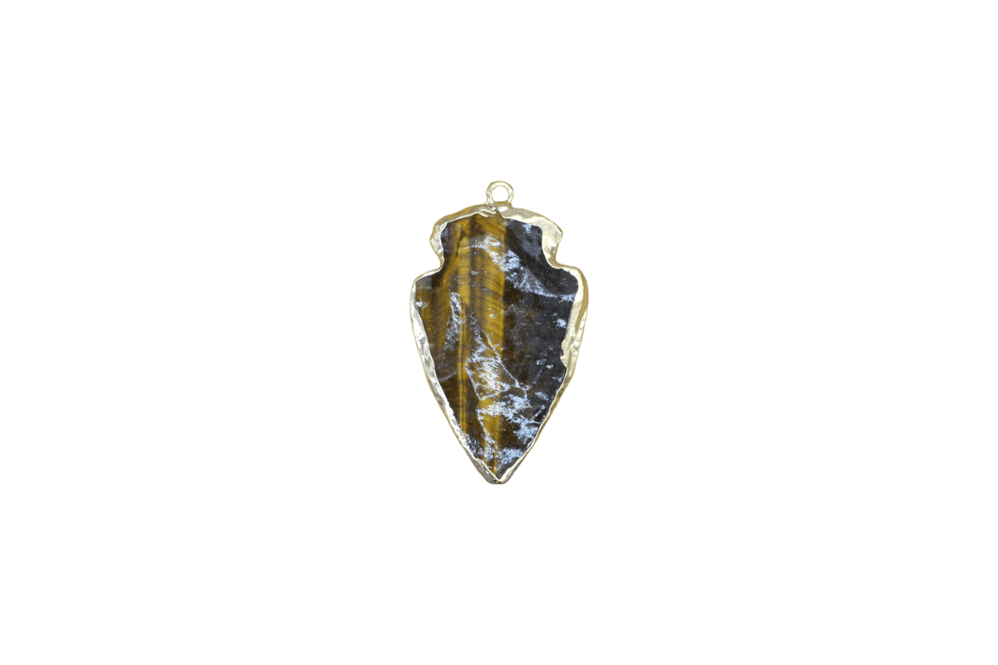 Dije de flecha de piedra ojo de tigre con dorado