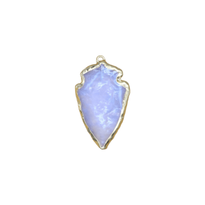 Dije de flecha de piedra luna (opalita) con dorado