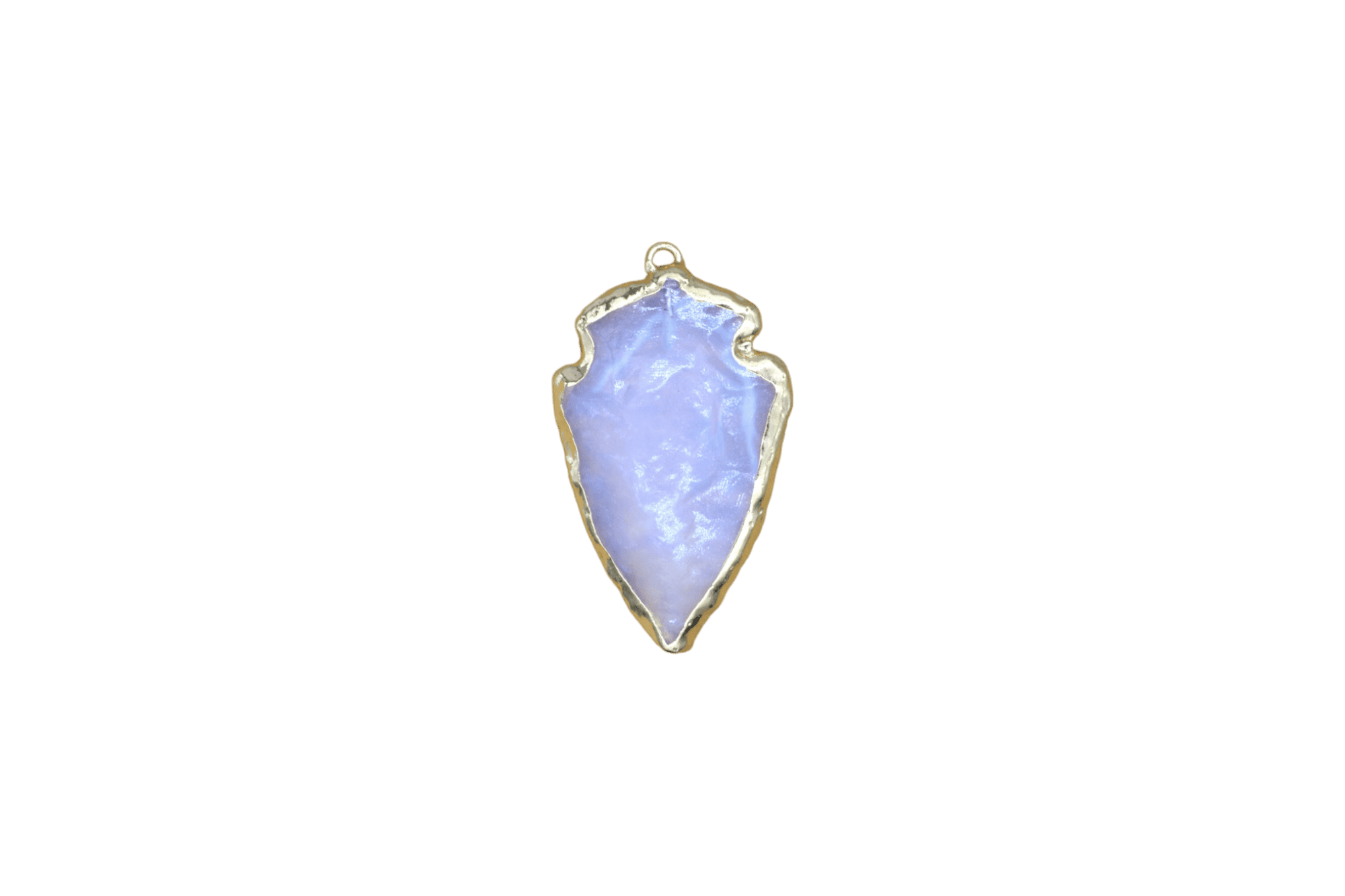 Dije de flecha de piedra luna (opalita) con dorado