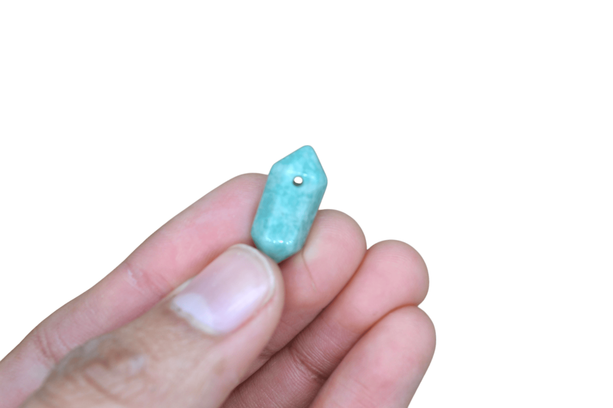 Dije de doble punta mini de piedra aguamarina con perforación - Imagen 2