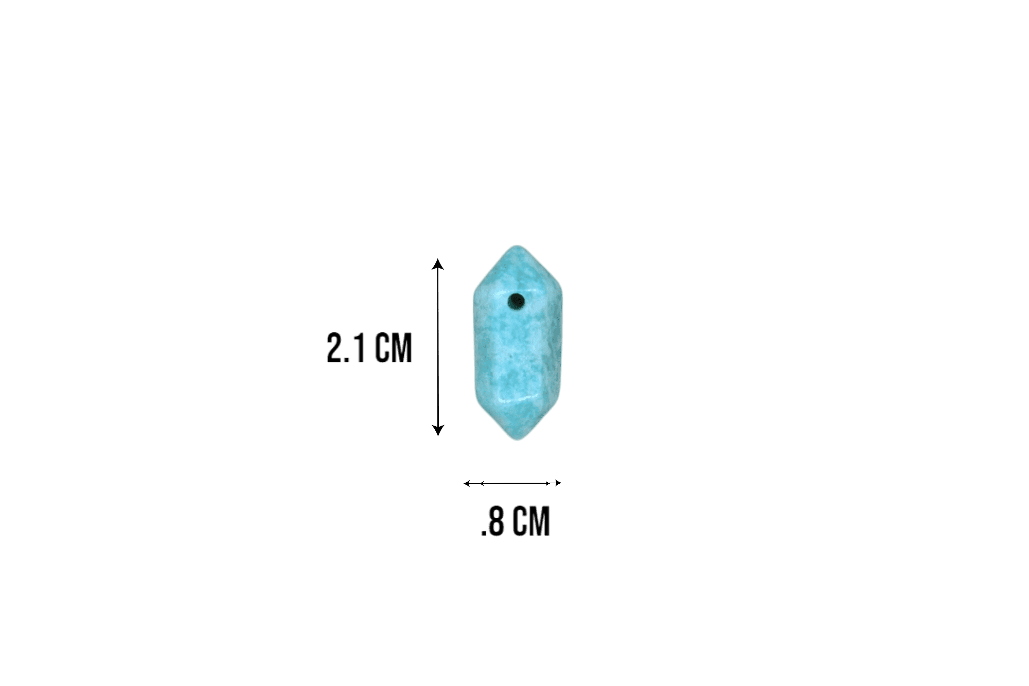 Dije de doble punta mini de piedra aguamarina con perforación - Imagen 3