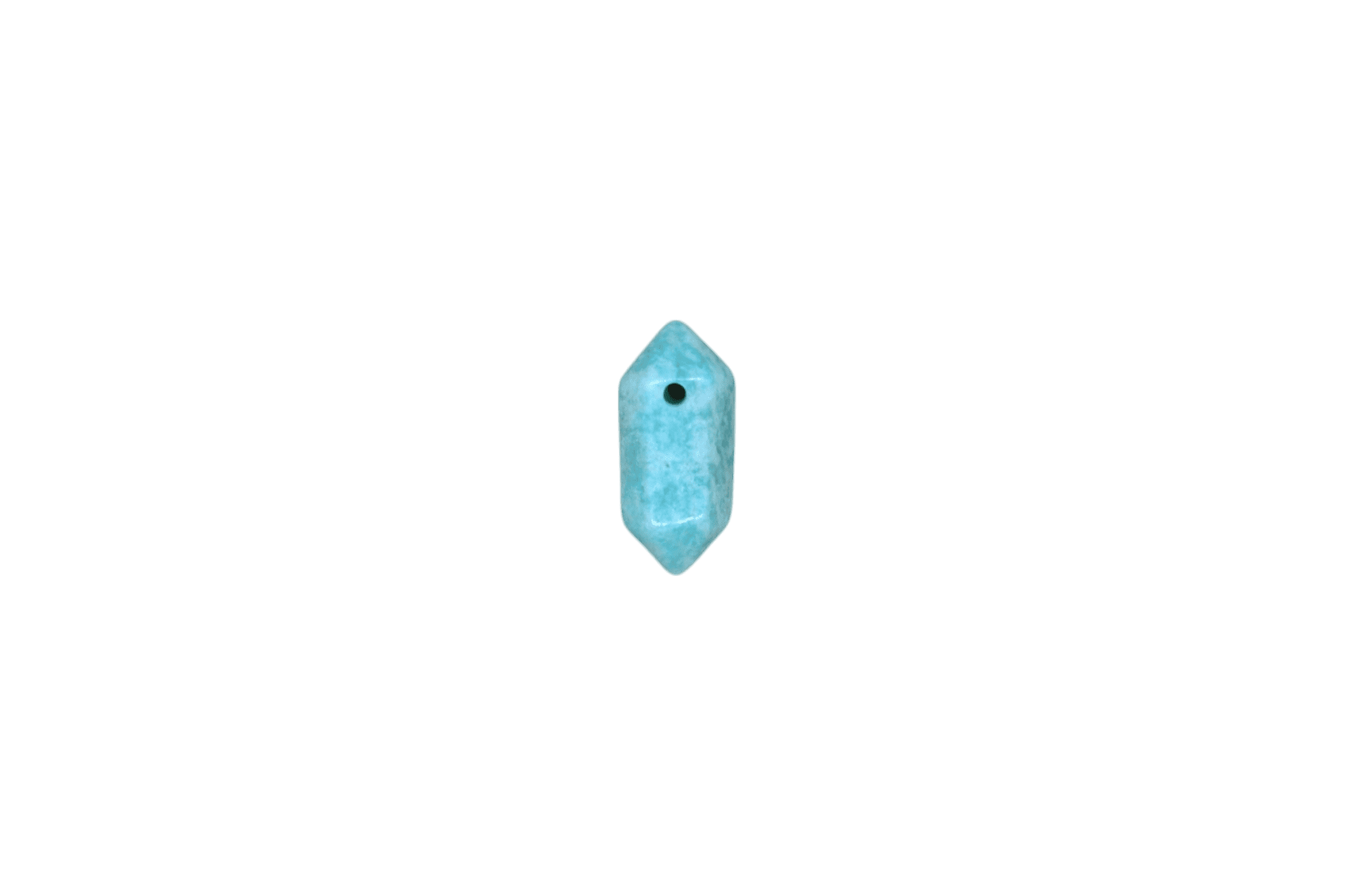 Dije de doble punta mini de piedra aguamarina con perforación