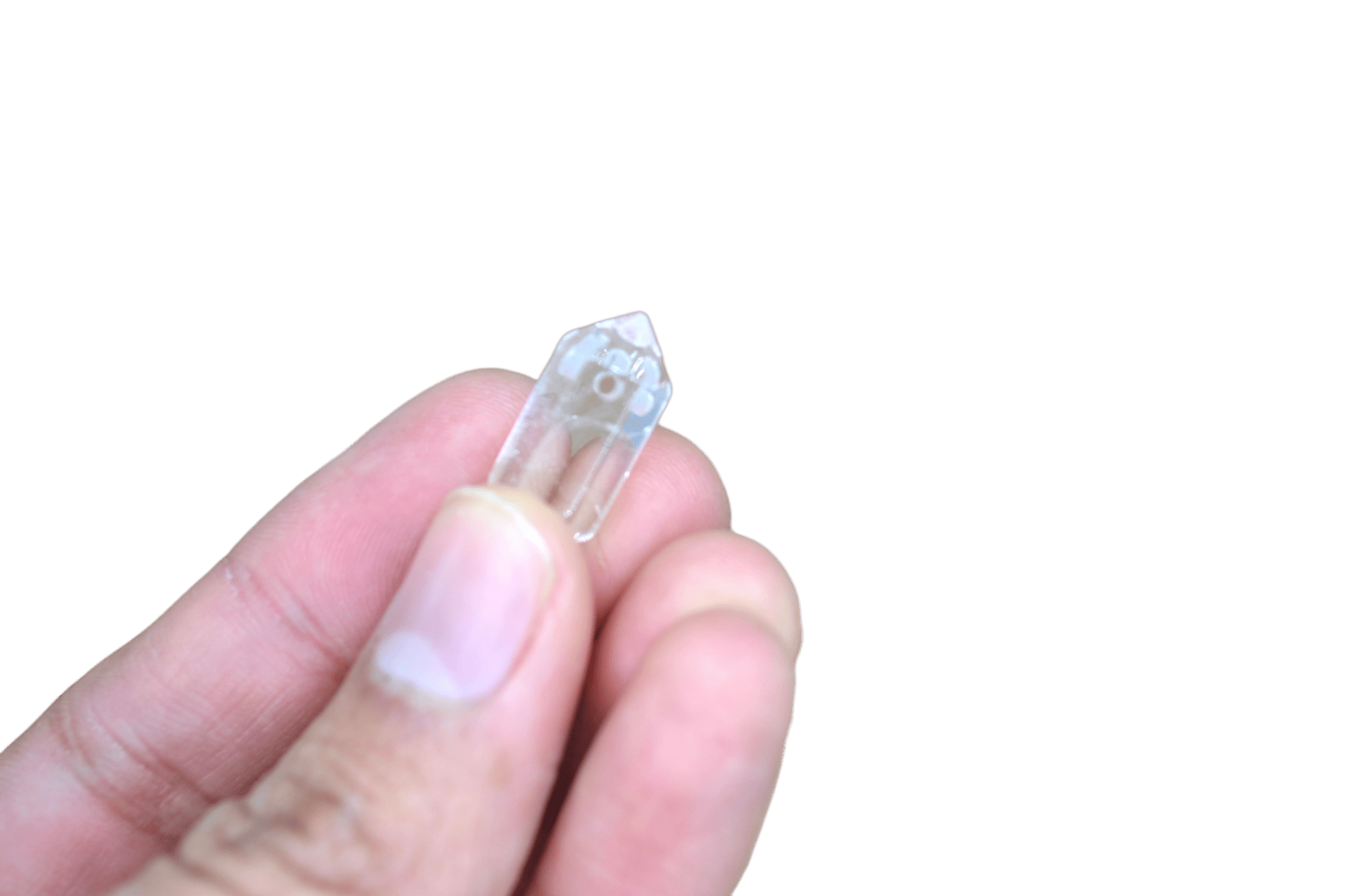 Dije de doble punta mini de cuarzo blanco con perforación - Imagen 2