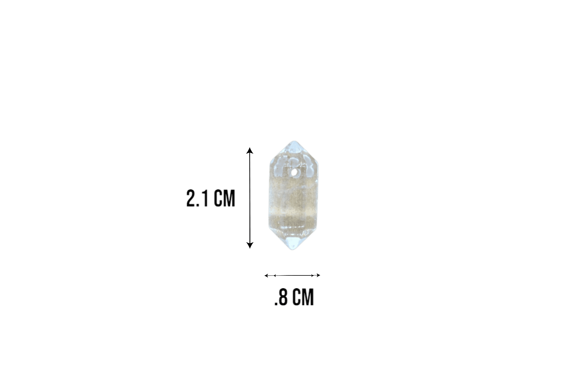 Dije de doble punta mini de cuarzo blanco con perforación - Imagen 3