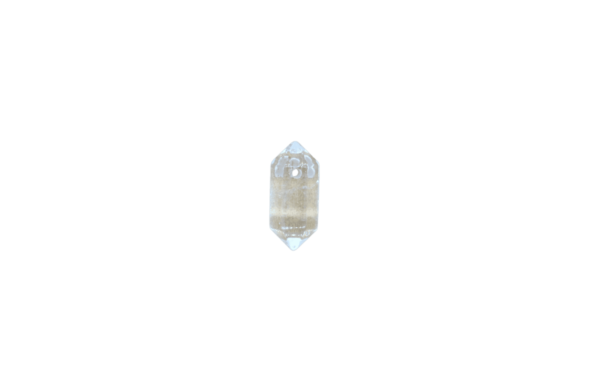 Dije de doble punta mini de cuarzo blanco con perforación
