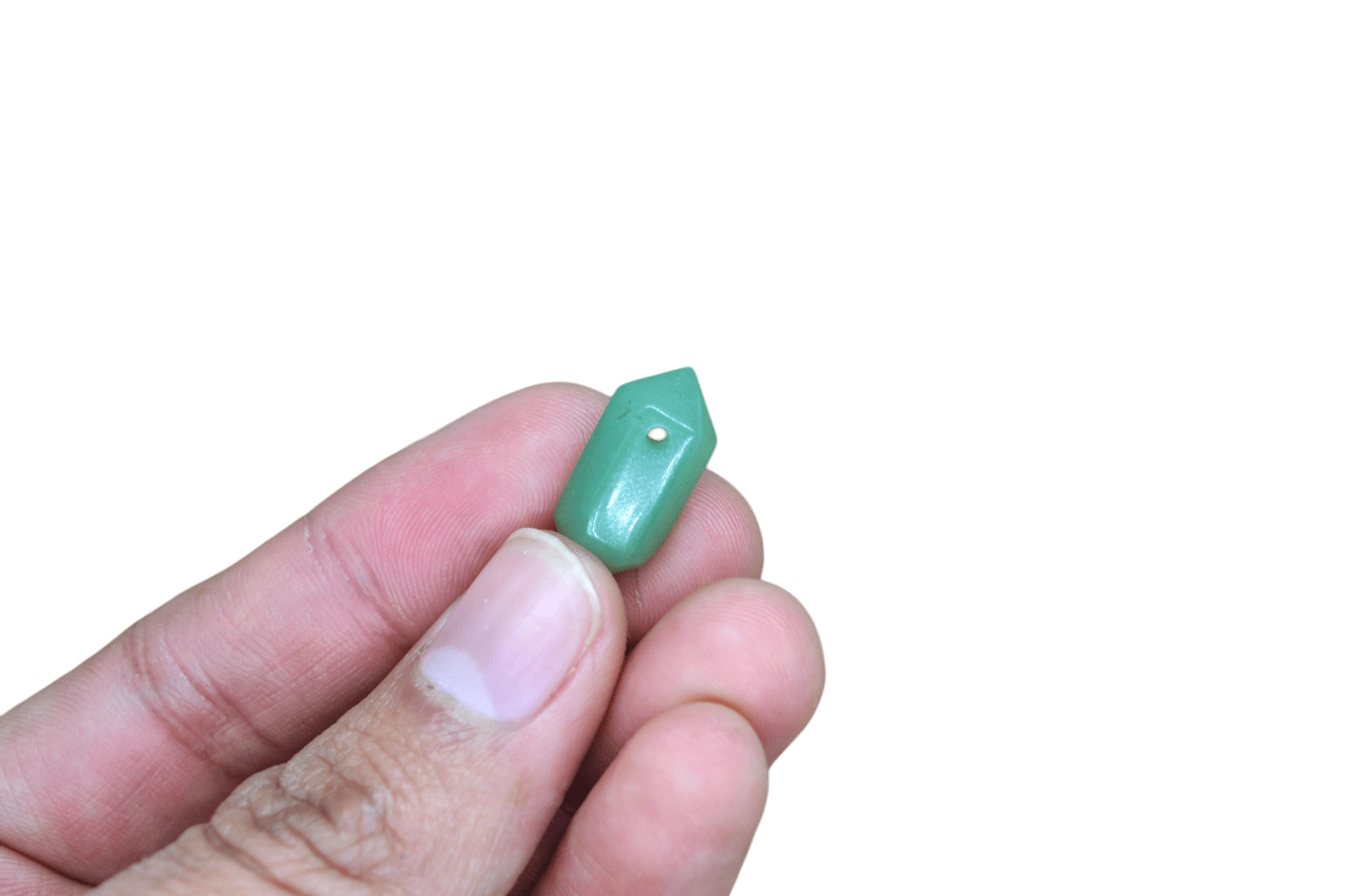Dije de doble punta mini de cuarzo verde con perforación - Imagen 2