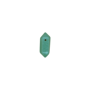 Dije de doble punta mini de piedra jade verde con perforación