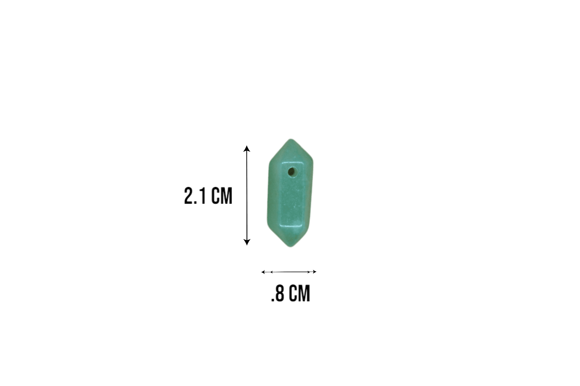 Dije de doble punta mini de piedra jade verde con perforación - Imagen 3