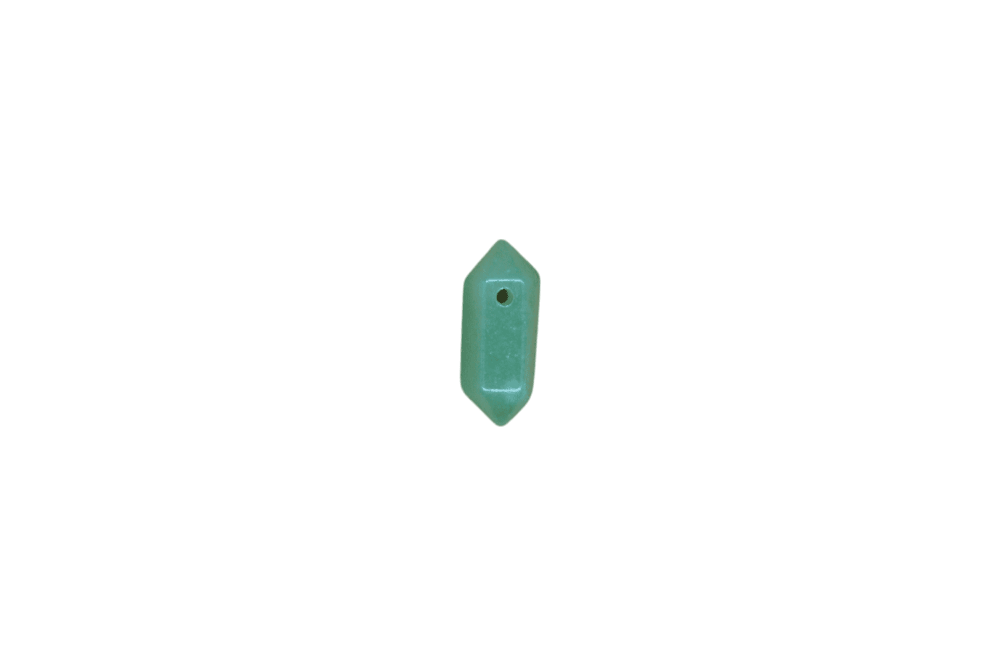 Dije de doble punta mini de piedra jade verde con perforación
