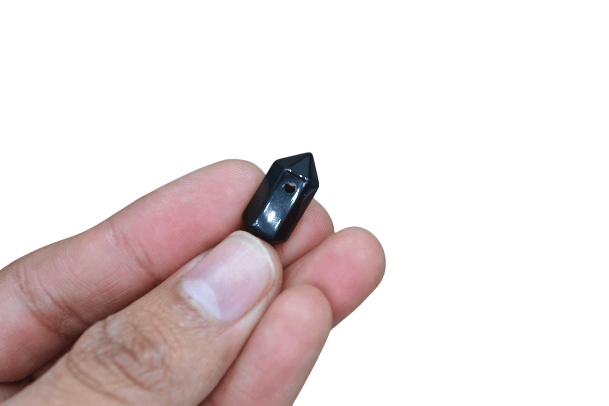 Dije de doble punta mini de piedra obsidiana con perforación - Imagen 2