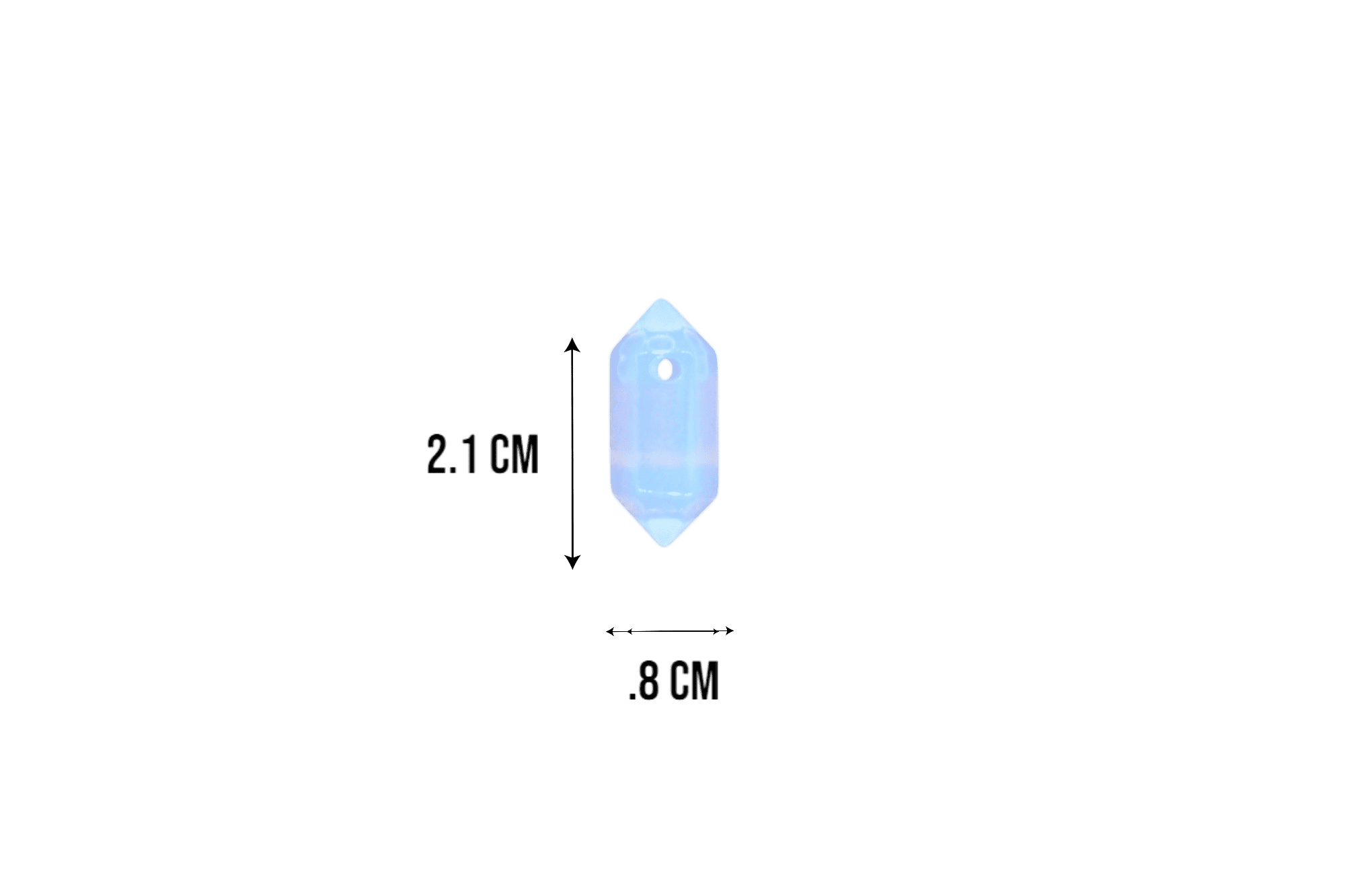 Dije de doble punta mini de piedra luna (opalita) con perforación - Imagen 3