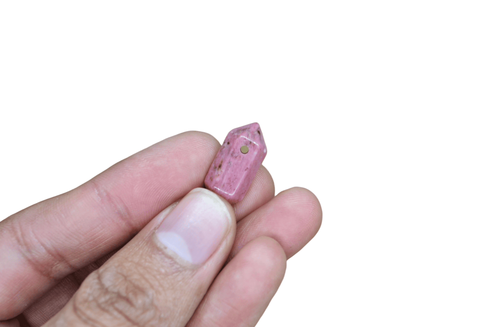 Dije de doble punta mini de piedra rodonita con perforación - Imagen 2
