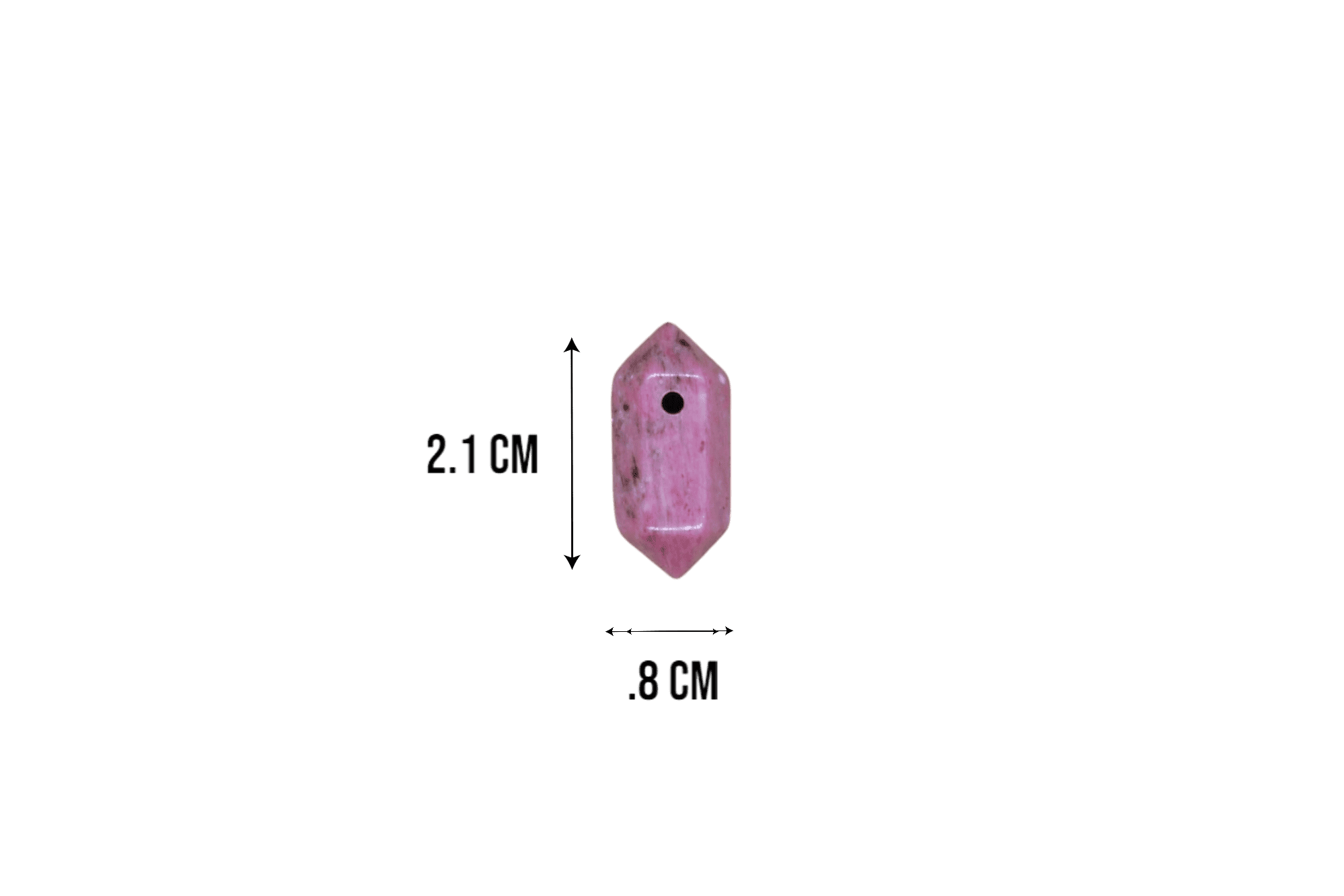 Dije de doble punta mini de piedra rodonita con perforación - Imagen 3