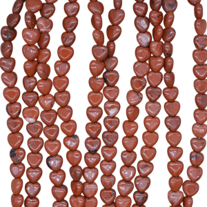 Tira de piedra jaspe rojo en forma de corazón | 10mm