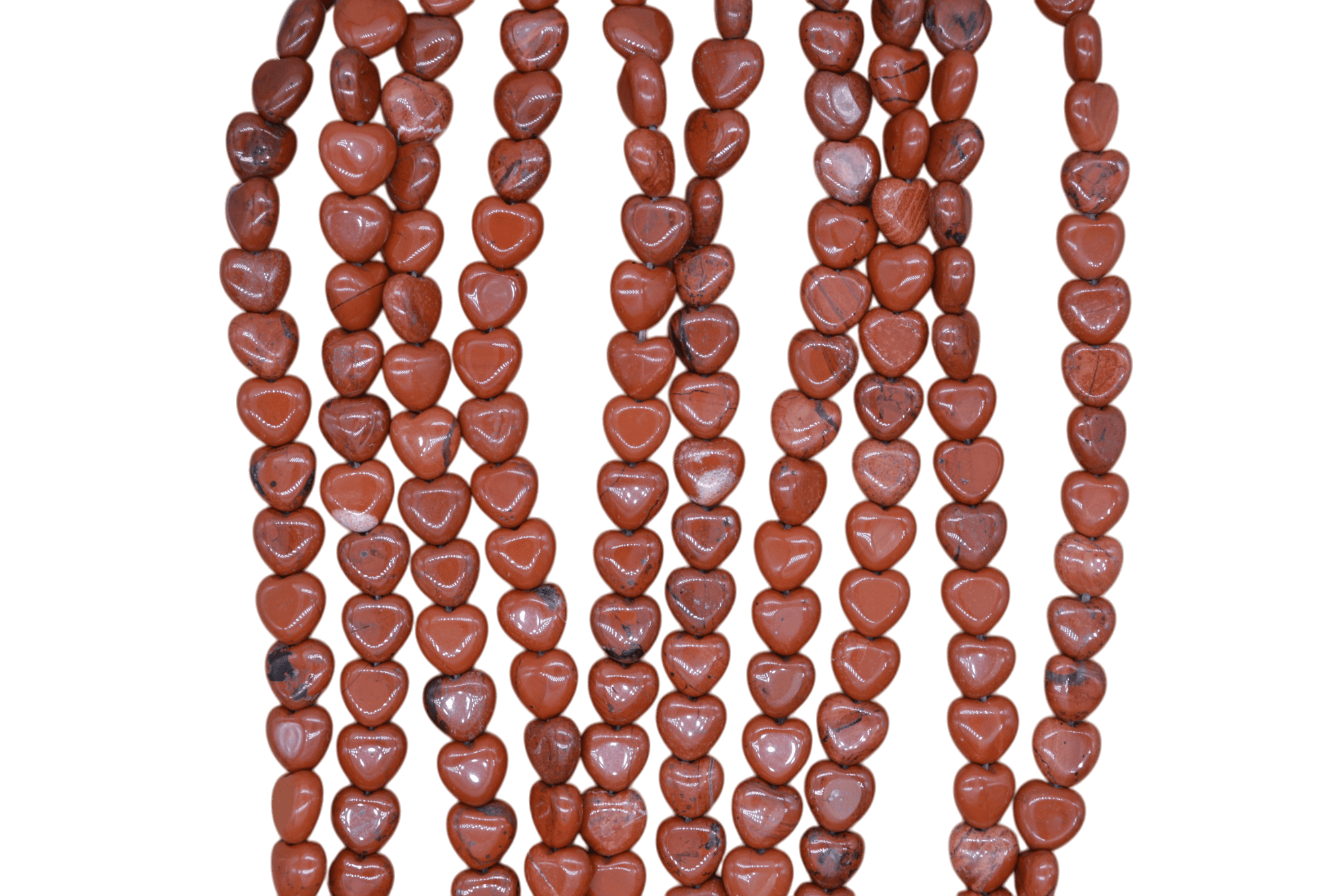 Tira de piedra jaspe rojo en forma de corazón | 10mm