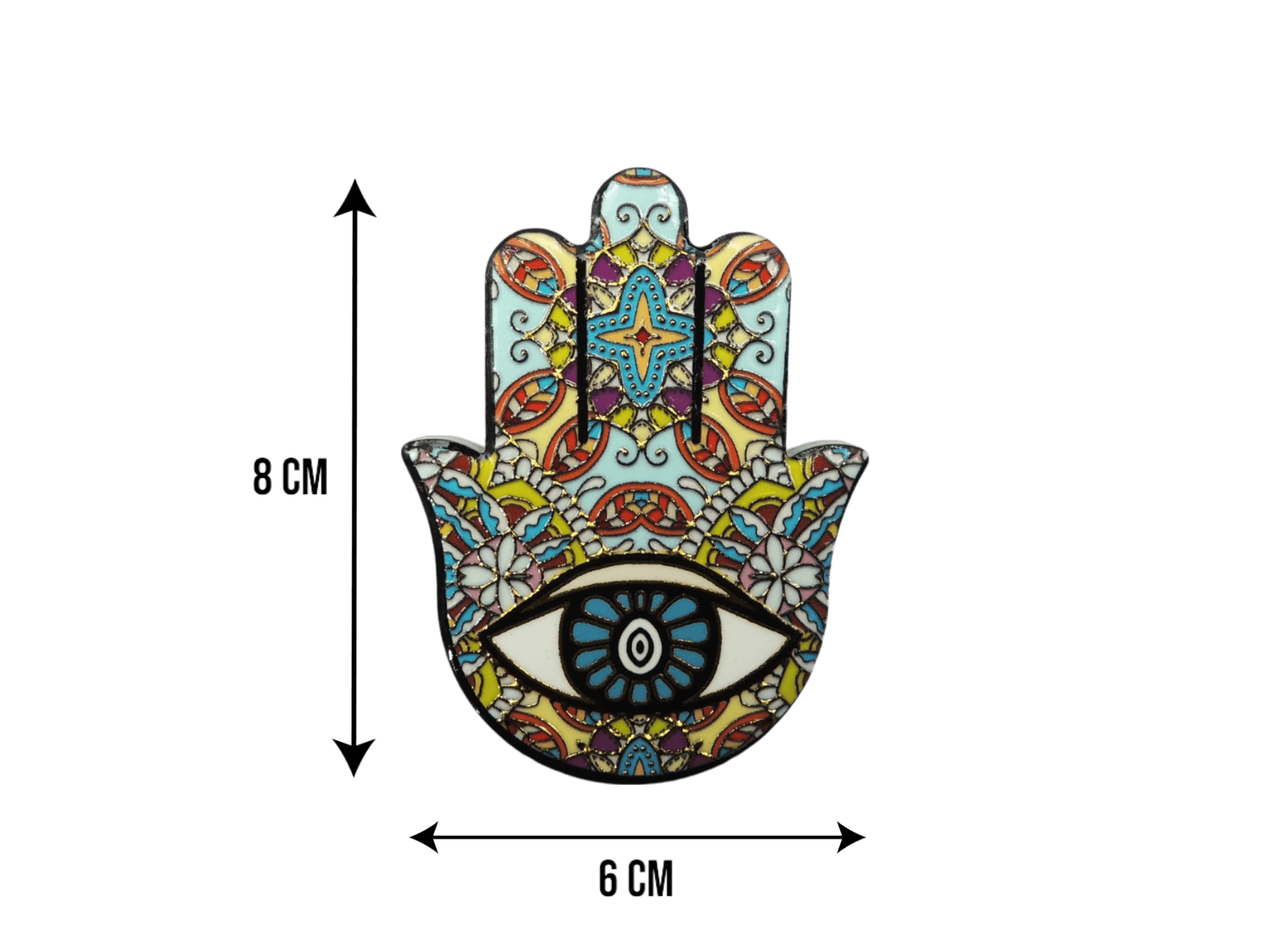 Mano de Fátima de cerámica con imán | Dorado | Mod 1 | 6 cm x 8cm - Imagen 2
