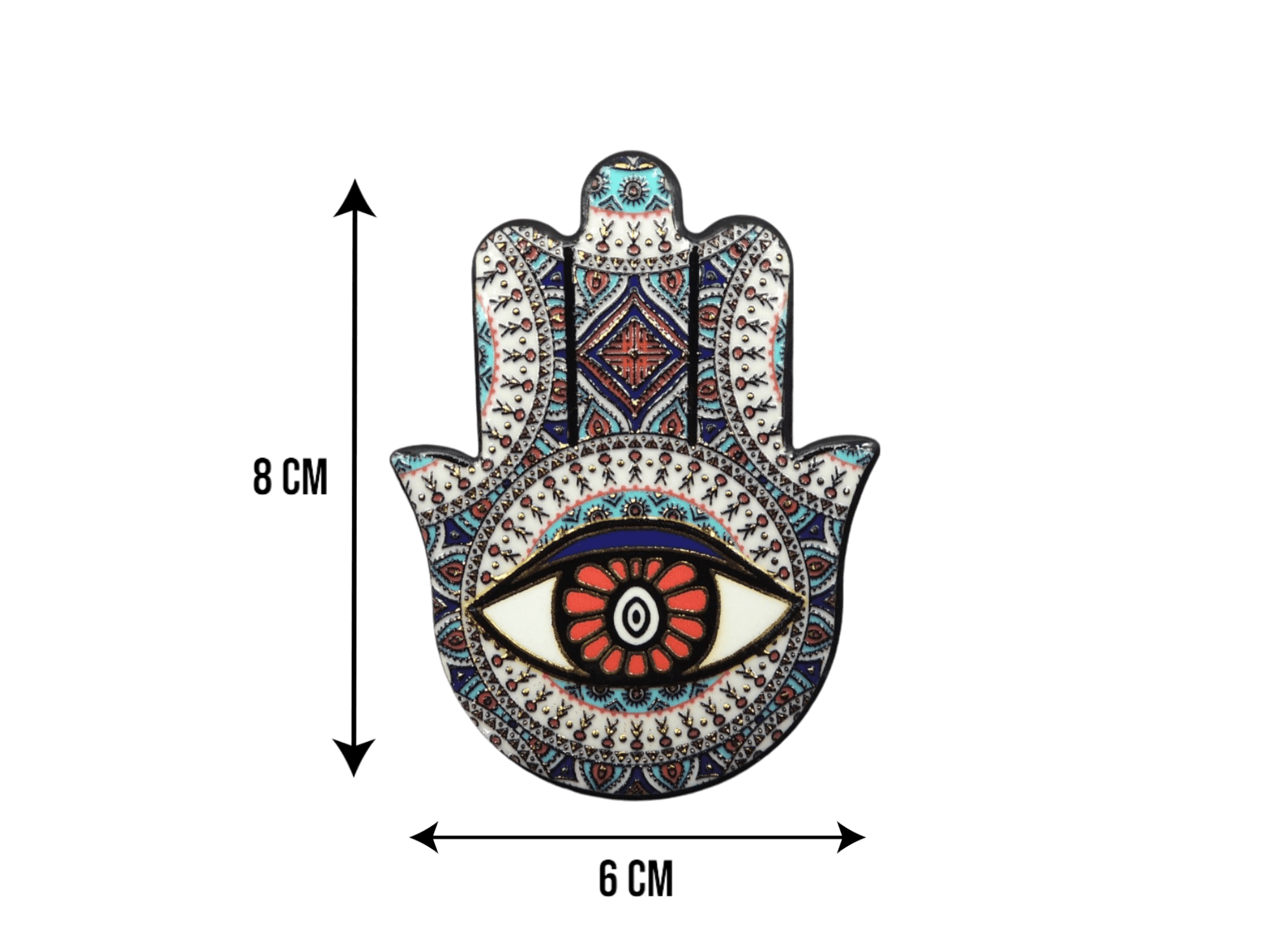 Mano de Fátima de cerámica con imán | Dorado | Mod 2 | 6 cm x 8cm - Imagen 2