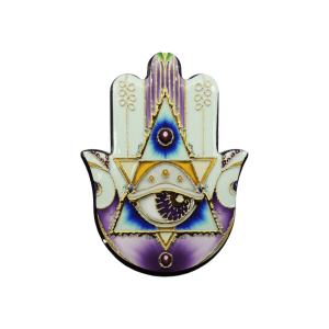 Mano de Fátima de cerámica con imán | Dorado | Mod 3 | 6 cm x 8cm