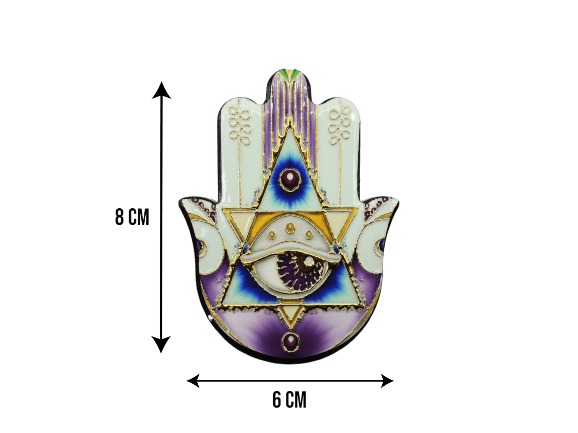 Mano de Fátima de cerámica con imán | Dorado | Mod 3 | 6 cm x 8cm - Imagen 2