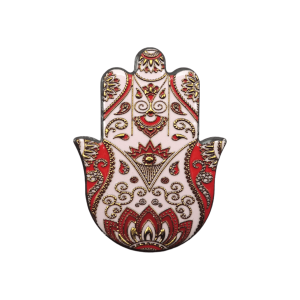 Mano de Fátima de cerámica con imán | Dorado | Mod 6 | 6 cm x 8cm