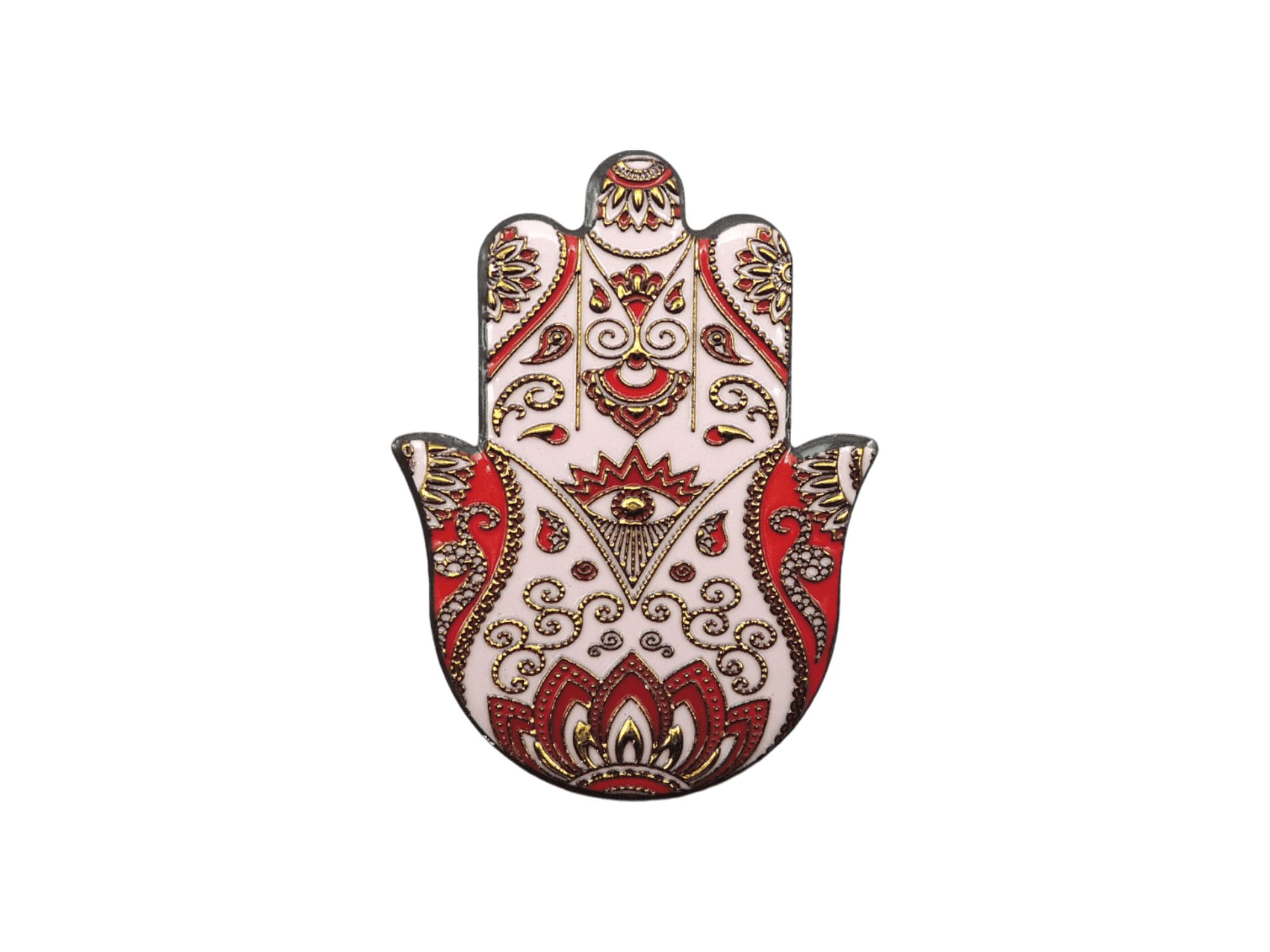 Mano de Fátima de cerámica con imán | Dorado | Mod 6 | 6 cm x 8cm