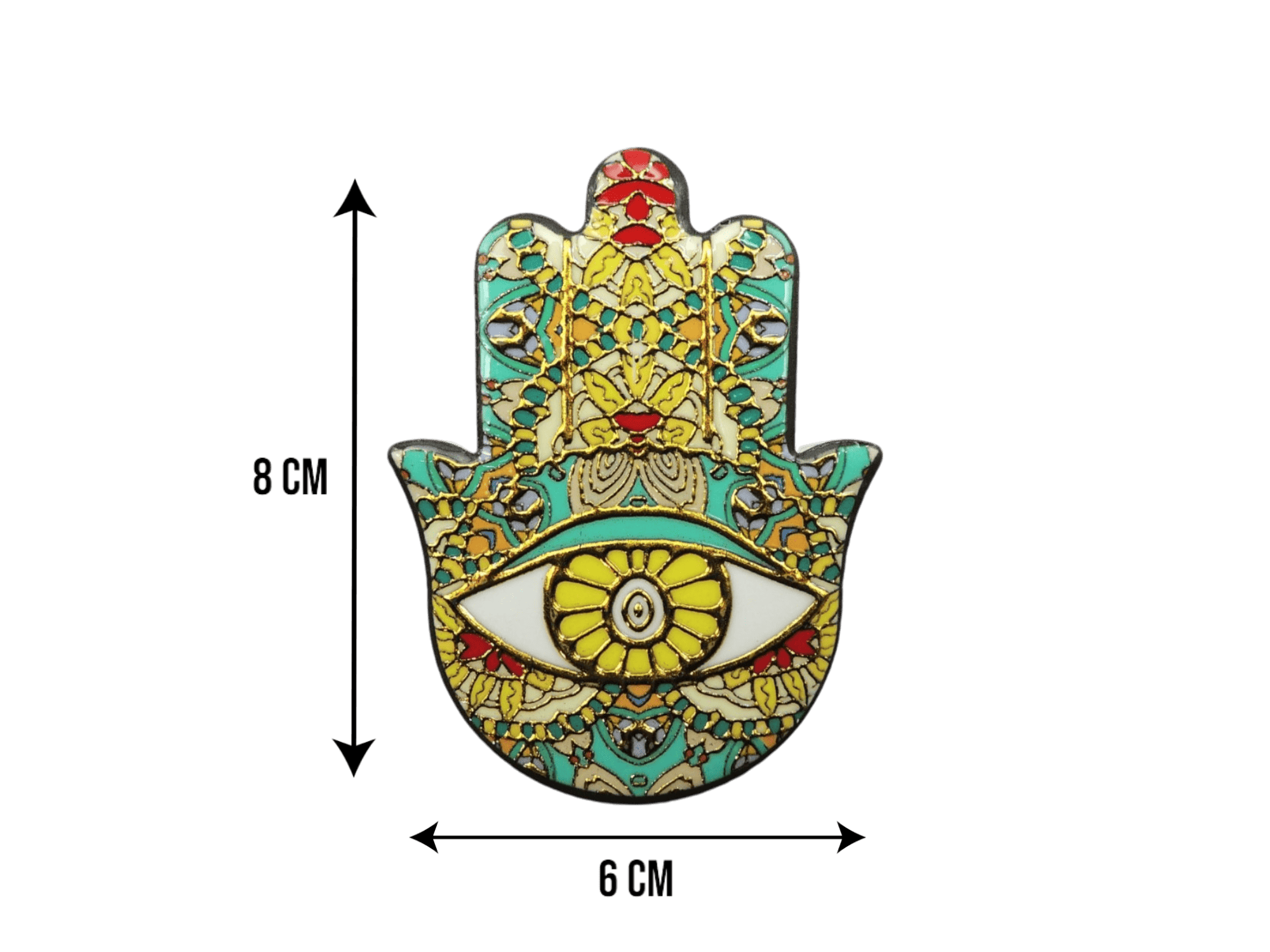 Mano de Fátima de cerámica con imán | Dorado | Mod 7 | 6 cm x 8cm - Imagen 2