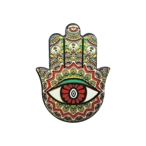 Mano de Fátima de cerámica con imán | Dorado | Mod 8 | 6 cm x 8cm